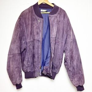 Vintage 90’s Plum Suede Oversized Bomber Jacket Men’s Size Med